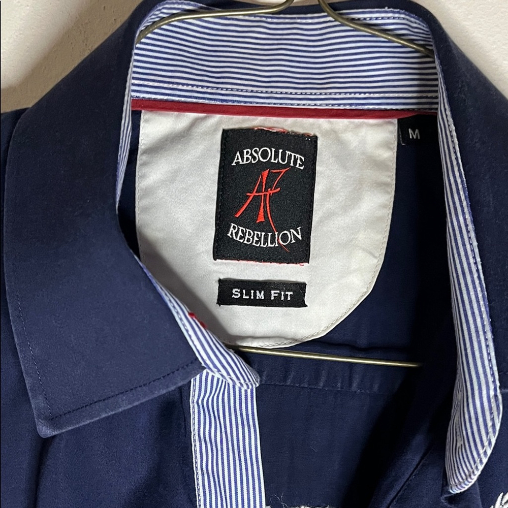 Absolute Rebellion Navy Blue Casual Button Down Shirt - Picture 2 of 6